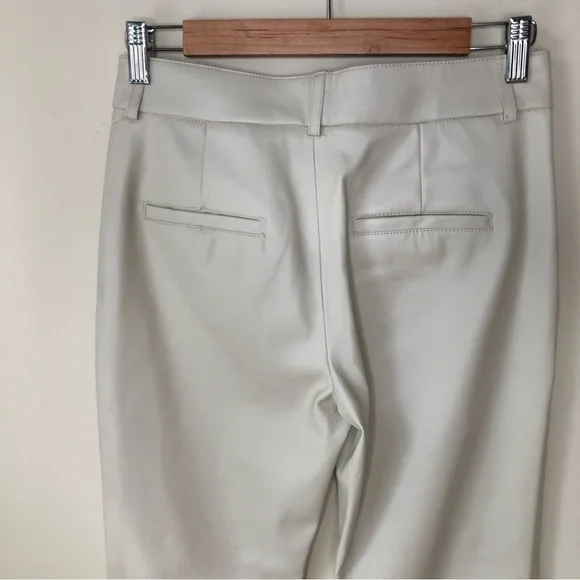 ZARA Ivory White Vegan leather Straight Leg Chino Style Pants 2 - Picture 4 of 9